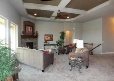 Omaha Home Builders large family room with tall ceilings.