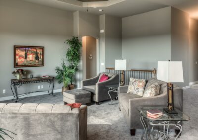 Omaha Home Builders family room with tall ceilings.