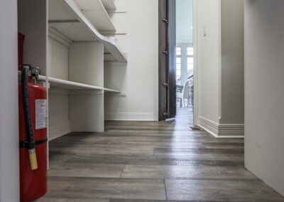Floor view of a very clever pantry design by Aurora Homes.