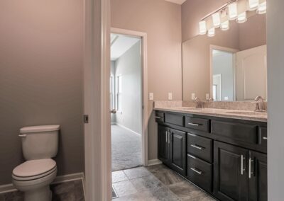 Bathroom vanity w/ 2 sinks and stool room in Omaha, NE.