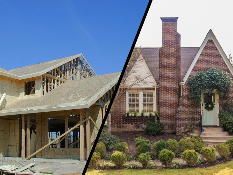 New home under construction vs used existing home. Choose Aurora Homes in Omaha, NE.