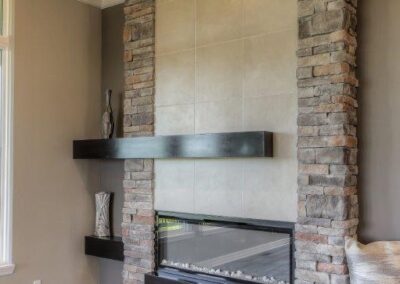 Electric fireplace with tile & stone in Omaha NE